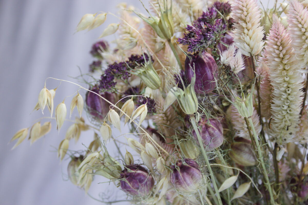 Droogbloemen boeket "roze-rood"