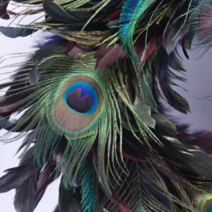 Close-up van natuurlijke veren krans "haan & pauw"